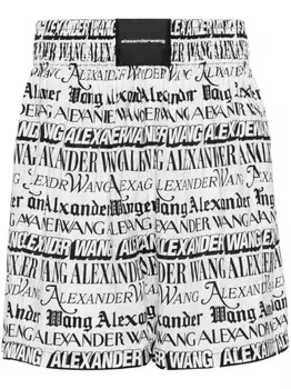 Шорты с принтом Newspaper Alexander Wang, белый