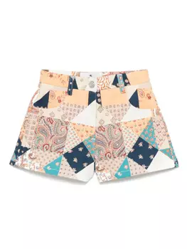 Шорты с принтом пэчворк ETRO KIDS, синий