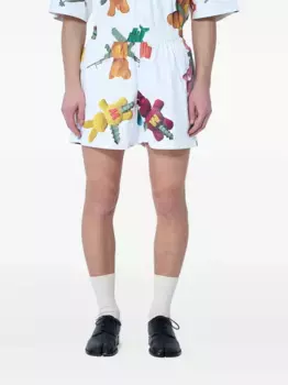 Шорты с принтом плюшевого мишки Walter Van Beirendonck, белый