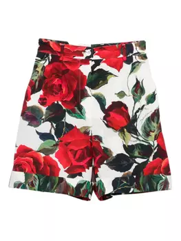 Шорты с принтом роз Dolce & Gabbana, белый