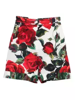 Шорты с принтом роз DOLCE & GABBANA, белый