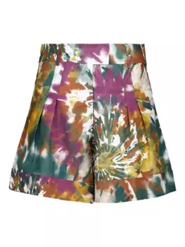 Шорты с принтом тай-дай и складками PAULA, зеленый