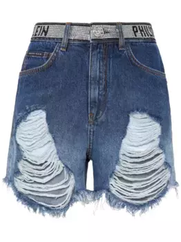 Шорты с прорезями Philipp Plein, синий