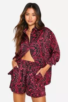 Шорты с рисунком пейсли boohoo, розовый
