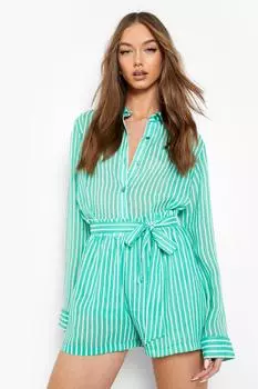 Шорты с текстурированной полоской Boohoo, зеленый