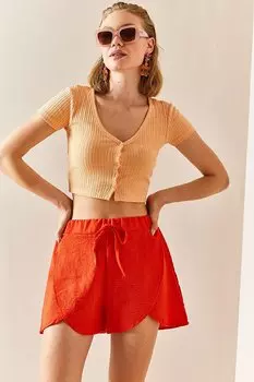 Шорты с текстурированной резинкой на талии и цветком граната 3YXK5-47335-40 XHAN