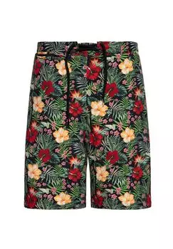 Шорты с тропическим принтом Hibiscus по всей поверхности KING KEROSIN, черный