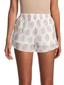 Шорты с Высокой Талией Lucca Elaine с цветочным принтом, white / beige