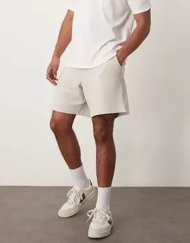 Шорты с вафельной текстурой в цвете «камень» New Look