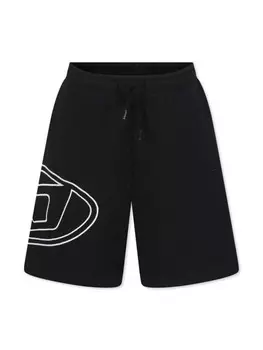 Шорты с вышитым логотипом Diesel Kids, черный