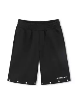 Шорты с вышитым логотипом Givenchy Kids, черный