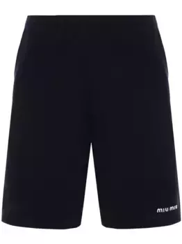Шорты с вышитым логотипом MIU MIU, синий