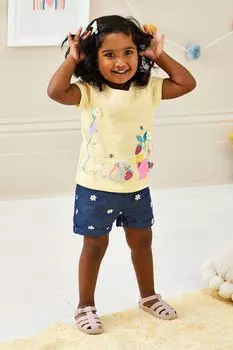 Шорты с вышивкой ромашками Jojo Maman Bb, мультиколор