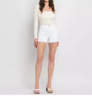 Шорты с высокой посадкой и двойными манжетами белого цвета FLYING MONKEY