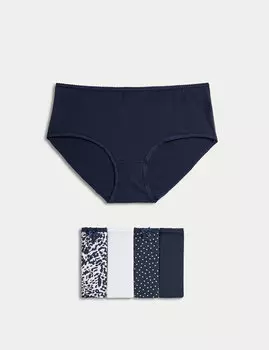 Шорты с высокой посадкой и принтом из хлопка и лайкры, 5 шт. Marks & Spencer, розовый