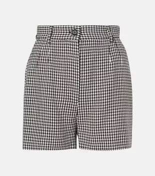 Шорты с высокой посадкой из смесовой шерсти в ломаную клетку Dolce&Gabbana, цвет quadri-check-tartan