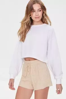 Шорты с высокой посадкой на шнурке Forever 21, бежевый