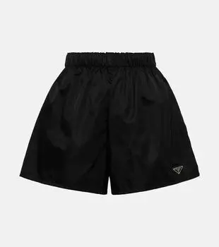 Шорты с высокой посадкой Re-Nylon Prada, черный