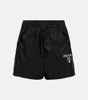 Шорты с высокой посадкой Re-Nylon Prada, черный