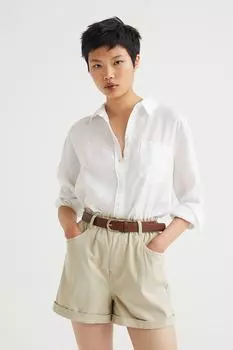 Шорты с высокой талией H&amp;M, светло-зелено-бежевый