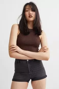 Шорты с высокой талией H&amp;M, темно-серый
