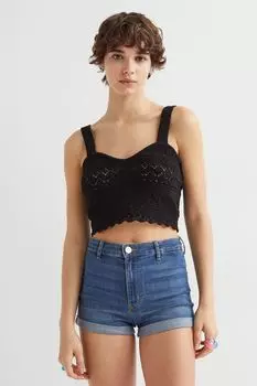 Шорты с высокой талией H&amp;M, темно-синий деним