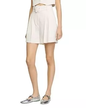 Шорты с высокой талией и пайетками Sandro, слоновая кость/кремовый