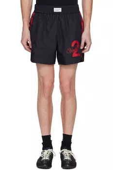 Шорты с застежкой на чёрно-красную кнопку VAQUERA