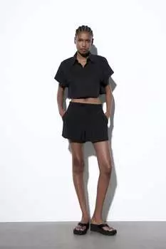 Шорты с завязкой ZARA, черный