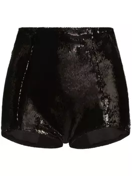 Шорты с завышенной талией и пайетками Dolce & Gabbana, черный