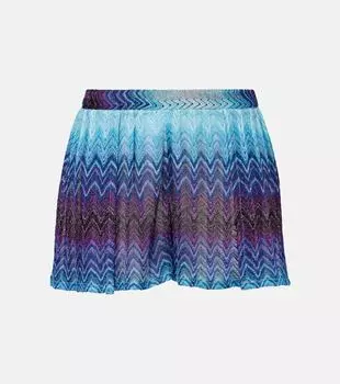 Шорты с завышенной талией и широкими штанинами Zig Zag ламе Missoni, Multi Blue