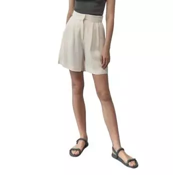 Шорты с завышенной талией и складками холодного белого цвета St. Agni