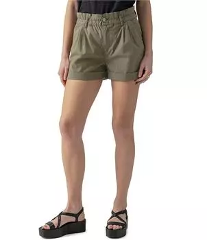 Шорты Sanctuary из эластичного поплина с высокой посадкой, эластичной резинкой на талии и манжетами, зеленый