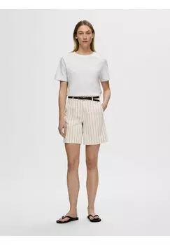 Шорты SHORTS NADELSTREIFEN Selected Femme, кремовый