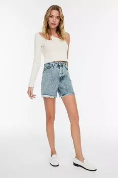 Шорты – синие – нормальная талия Trendyol, синий