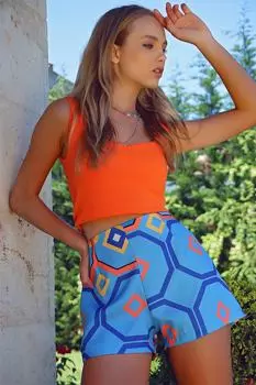 Шорты - Синие - Высокая талия Trend Alaat Stili, синий