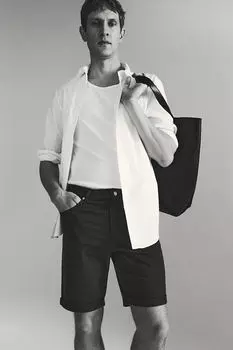 Шорты slim fit из хлопкового твила H&M, серый