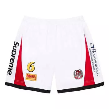 Шорты soccer shorts 'white black red' Supreme, белый