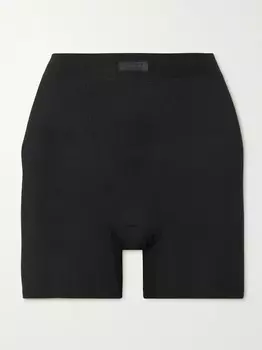 Шорты Soft Lounge Boxer в рубчик из эластичного модала - Оникс Skims, черный