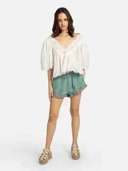 Шорты солярий-клеш баха в полоску Free People, синий