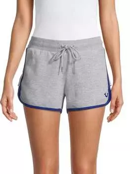 Шорты Спортивные True Religion с контрастной отделкой и кулиской, heather grey
