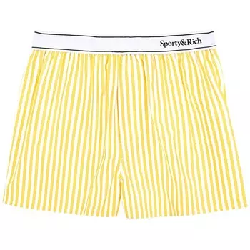 Шорты Sporty & Rich Serif Logo Boxer Shorts, цвет White/Yellow