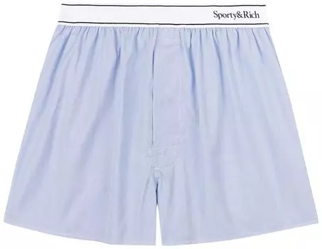Шорты Sporty & Rich Serif Logo Boxer Shorts 'Blue/White Thin Stripe Black', синий