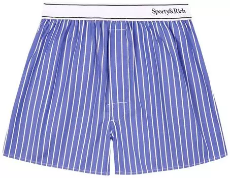 Шорты Sporty & Rich Serif Logo Boxer Shorts 'Blue/White Stripe', синий