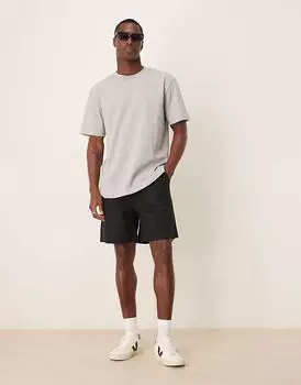 Шорты средней длины из льняной смеси ASOS DESIGN черного цвета