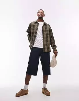 Шорты средней длины Topman из денима, средне-синего цвета