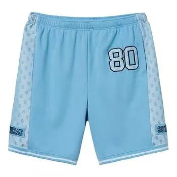 Шорты ss18 monogram short columbia blue us dollar embroidered athleisure casual sports shorts Supreme, синий