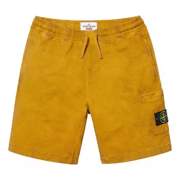 Шорты ss19 x stone island sweatshort crossover cargo shorts yellow Supreme, желтый