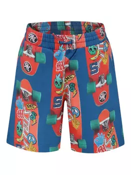 Шорты Stella McCartney Kids с принтом скейтборда, синий