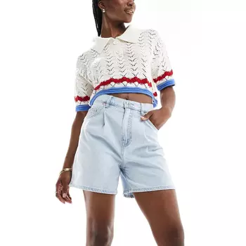 Шорты Stradivarius Denim, голубой